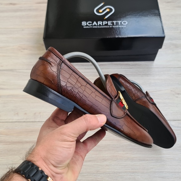 Brown Men\'s Genuine Leather Loafer - Leather Sole main image 5